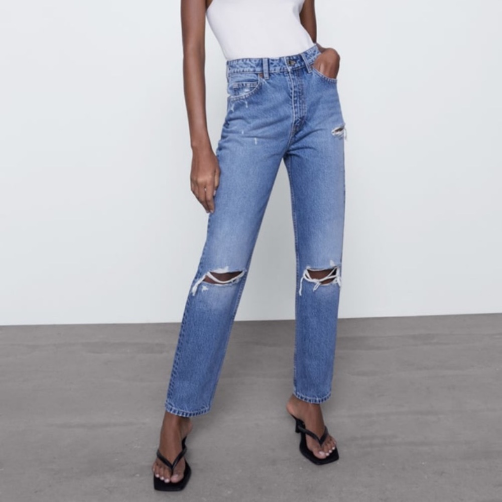 Zara high rise straight mom Jean